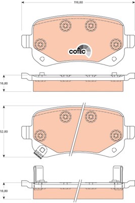 Bromsbeläggsats, Bakaxel Trw Cotec GDB4176 TRW