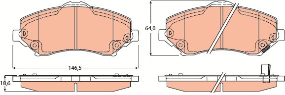 Bromsbeläggsats, Framaxel Trw Cotec GDB4605 TRW