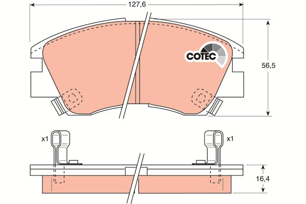 Bromsbeläggsats, Framaxel Trw Cotec GDB729 TRW
