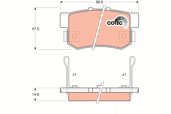 Bromsbeläggsats, Bakaxel Trw Cotec GDB774 TRW