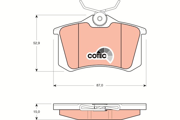 Bromsbeläggsats, Bakaxel Trw Cotec GDB823 TRW