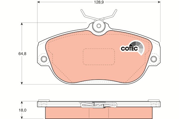Bromsbeläggsats, Framaxel Trw Cotec GDB837 TRW