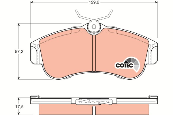 Bromsbeläggsats, Framaxel Trw Cotec GDB848 TRW