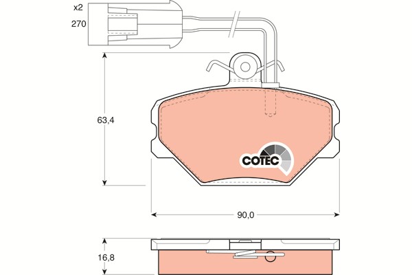 Bromsbeläggsats, Framaxel Trw Cotec GDB852 TRW