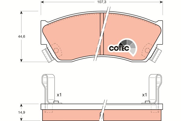 Bromsbeläggsats, Framaxel Trw Cotec GDB883 TRW