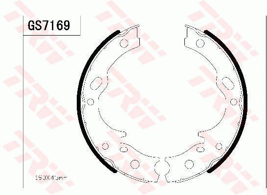 Bromsbackar, sats, parkeringsbroms, Bakaxel Trw GS7169 TRW