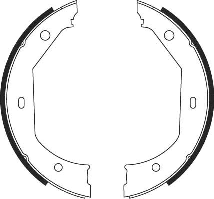 Bromsbackar, sats, parkeringsbroms, Bakaxel, Bakaxel, båda sidor TRW Bromsbackar, sats, parkeringsbroms, Bakaxel, Bakaxel, båda sidor TRW
