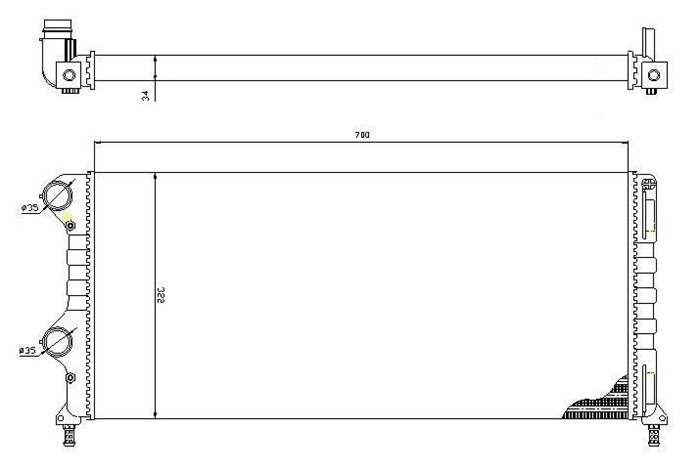 Kylare, motorkylning Tyc 709-0015-R TYC