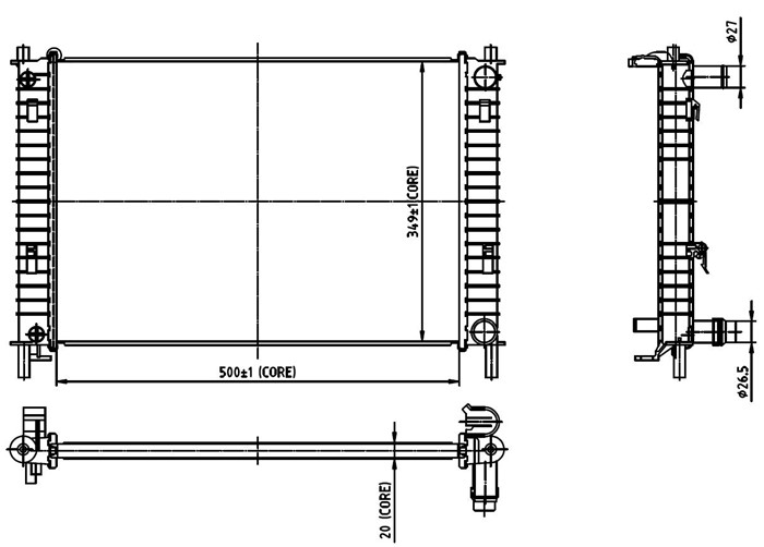 Kylare, motorkylning Tyc 710-0030 TYC