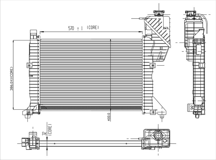 Kylare, motorkylning Tyc 721-0003 TYC