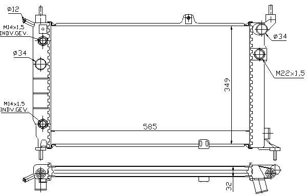 Kylare, motorkylning Tyc 725-0002 TYC