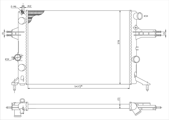 Kylare, motorkylning Tyc 725-0021 TYC