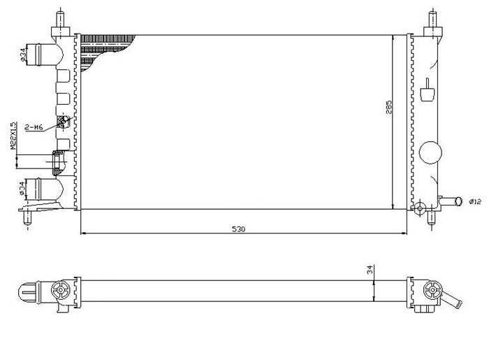 Kylare, motorkylning Tyc 725-0025-R TYC