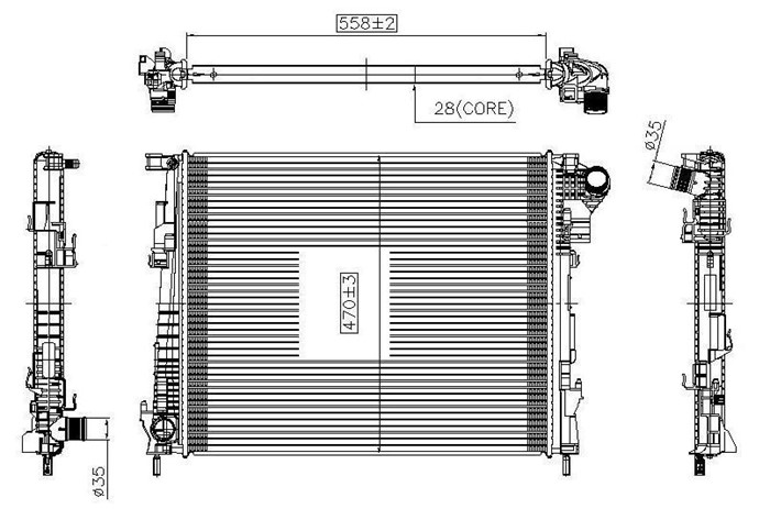 Kylare, motorkylning Tyc 725-0032 TYC