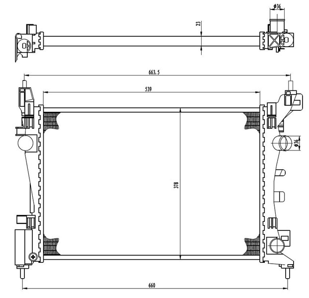 Kylare, motorkylning Tyc 725-0035 TYC