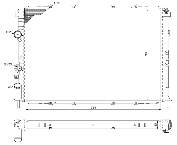Kylare, motorkylning Tyc 728-0025-R TYC