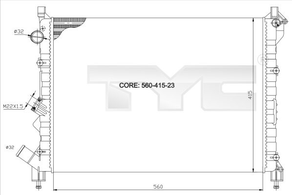 Kylare, motorkylning Tyc 728-0036 TYC Kylare, motorkylning Tyc 728-0036 TYC
