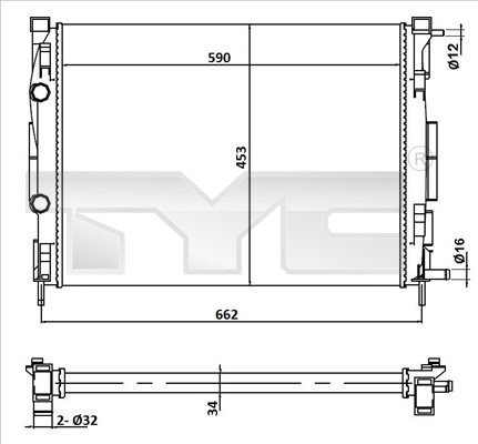 Kylare, motorkylning Tyc 728-0054 TYC