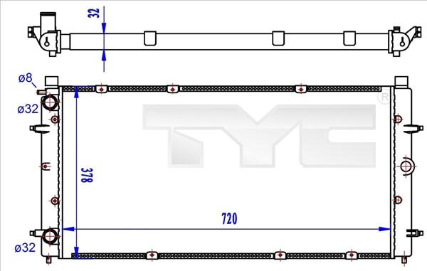 Kylare, motorkylning Tyc 737-0059-R TYC