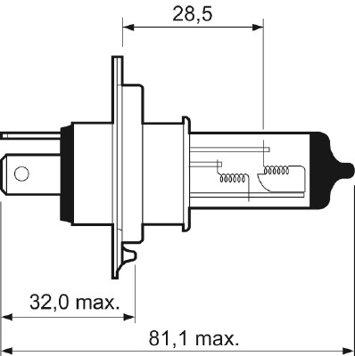 Halogenlampa  VALEO ESSENTIAL H4 P43t-38, Fram VALEO