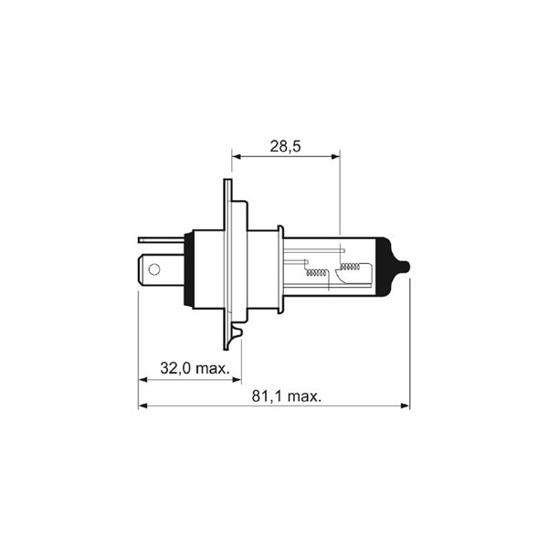Halogenlampa  VALEO ESSENTIAL H4 P43t-38, Fram VALEO