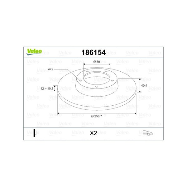 Bromsskiva Solid, Framaxel Valeo 186154 VALEO