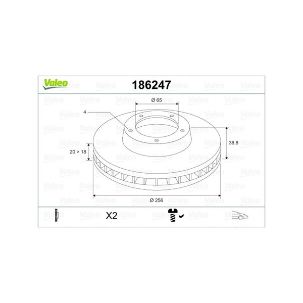 Bromsskiva Ventilerad, Framaxel Valeo 186247 VALEO Bromsskiva Ventilerad, Framaxel Valeo 186247 VALEO
