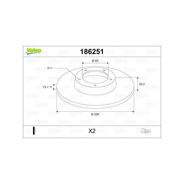 Bromsskiva Solid, Framaxel Valeo 186251 VALEO