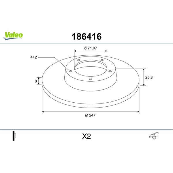 Bromsskiva Solid, Bakaxel Valeo 186416 VALEO Bromsskiva Solid, Bakaxel Valeo 186416 VALEO