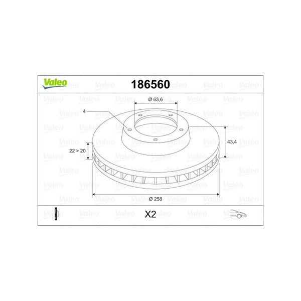 Bromsskiva Ventilerad, Framaxel Valeo 186560 VALEO Bromsskiva Ventilerad, Framaxel Valeo 186560 VALEO