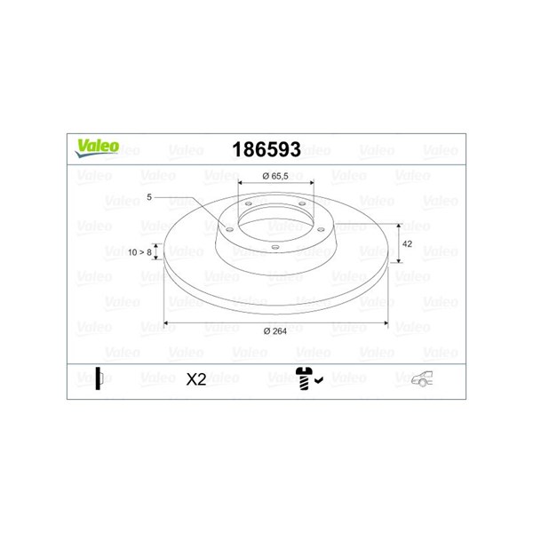 Bromsskiva Solid, Bakaxel Valeo 186593 VALEO Bromsskiva Solid, Bakaxel Valeo 186593 VALEO
