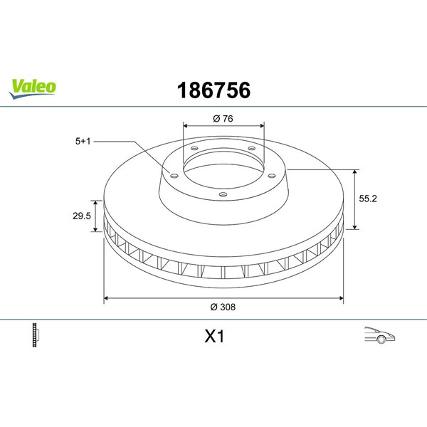 Bromsskiva Ventilerad, Framaxel Valeo 186756 VALEO Bromsskiva Ventilerad, Framaxel Valeo 186756 VALEO