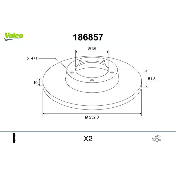 Bromsskiva Solid, Bakaxel Valeo 186857 VALEO Bromsskiva Solid, Bakaxel Valeo 186857 VALEO