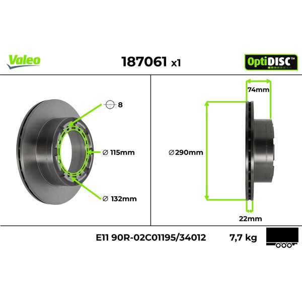 Bromsskiva Ventilerad, Bakaxel Valeo 187061 VALEO Bromsskiva Ventilerad, Bakaxel Valeo 187061 VALEO