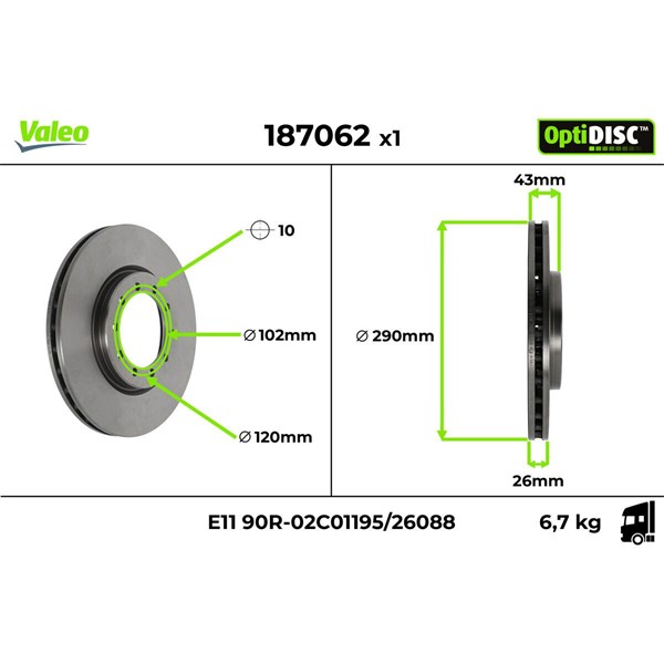 Bromsskiva Ventilerad, Framaxel Valeo 187062 VALEO Bromsskiva Ventilerad, Framaxel Valeo 187062 VALEO