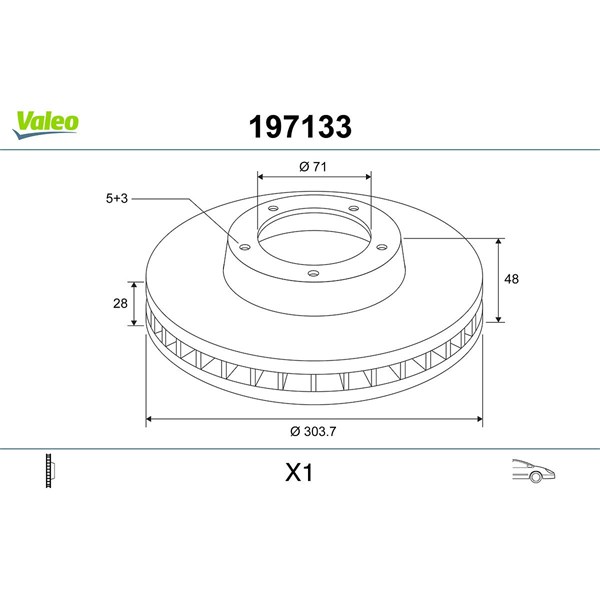 Bromsskiva Ventilerad, Framaxel Valeo 197133 VALEO Bromsskiva Ventilerad, Framaxel Valeo 197133 VALEO