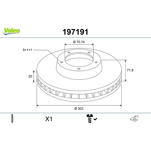 Bromsskiva Ventilerad, Bakaxel Valeo 197191 VALEO Bromsskiva Ventilerad, Bakaxel Valeo 197191 VALEO