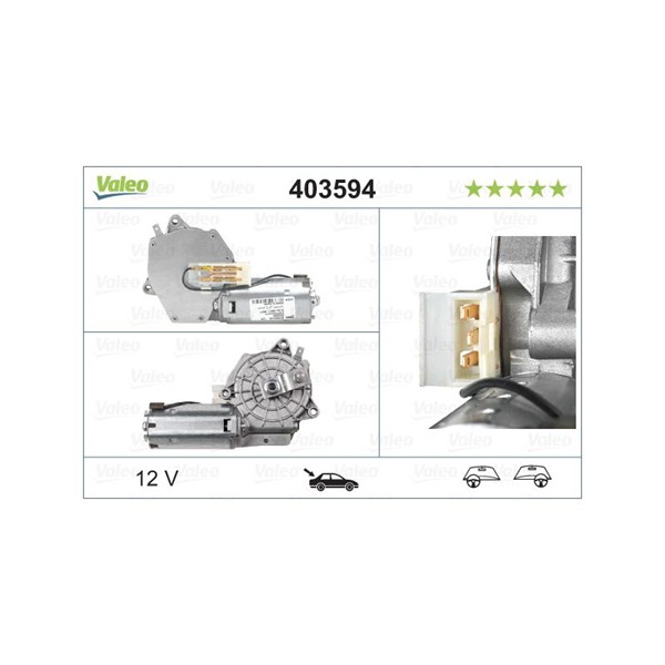 Torkarmotor 12V, Bak Valeo 403594 VALEO