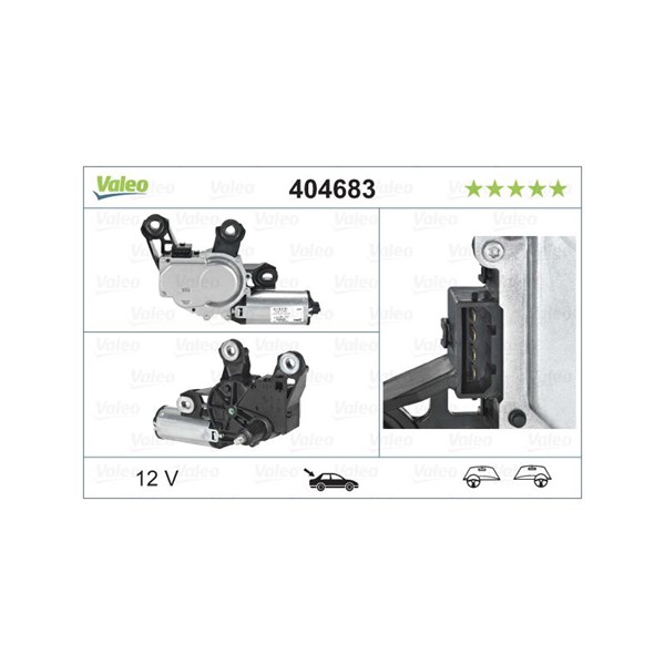 Torkarmotor 12V, Bak Valeo 404683 VALEO