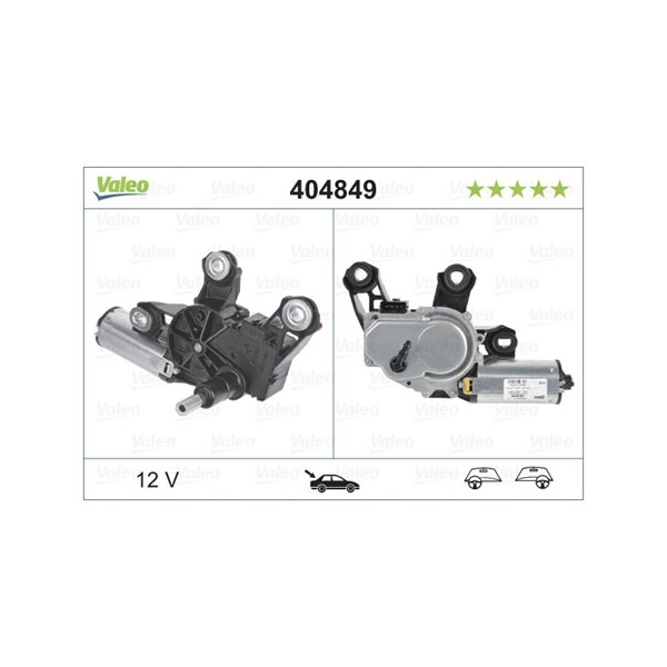 Torkarmotor 12V, Bak Valeo 404849 VALEO