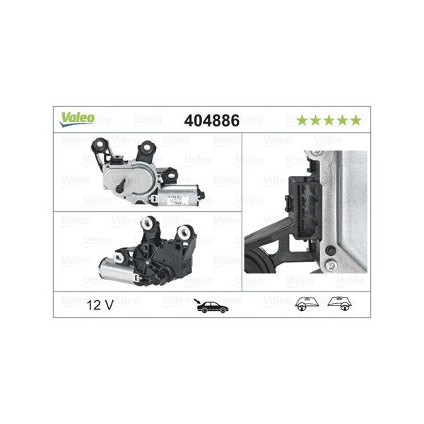 Torkarmotor 12V, Bak Valeo 404886 VALEO