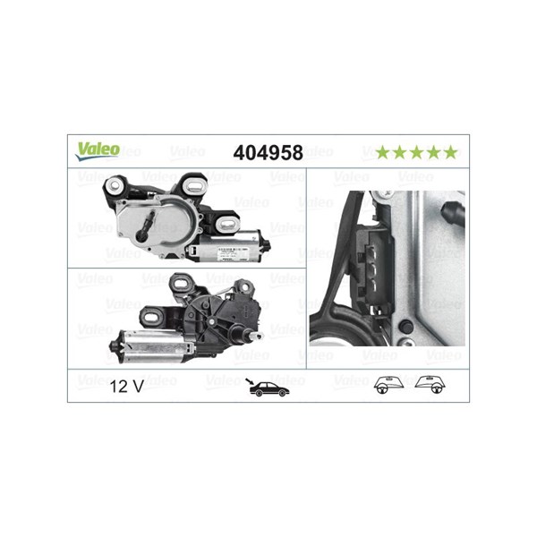 Torkarmotor 12V, Bak, Höger Valeo 404958 VALEO