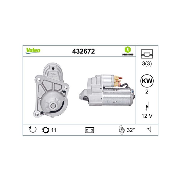 Startmotor 12V Valeo 432672 VALEO