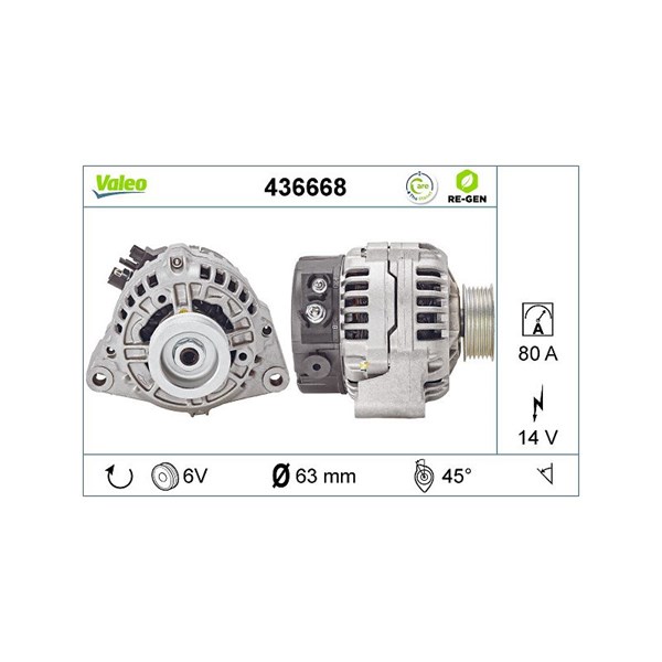 Generator 14V 80A Valeo 436668 VALEO