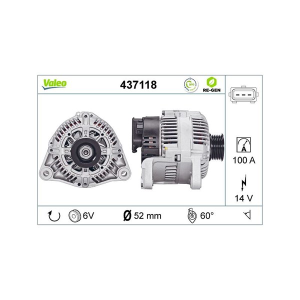 Generator 14V 100A Valeo 437118 VALEO