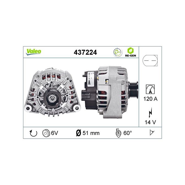 Generator 14V 120A Valeo 437224 VALEO