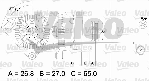 Generator 14V 75A Valeo 437323 VALEO