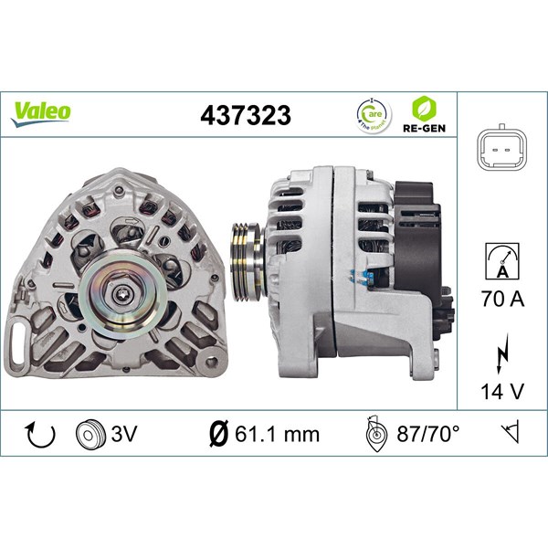 Generator 14V 75A Valeo 437323 VALEO