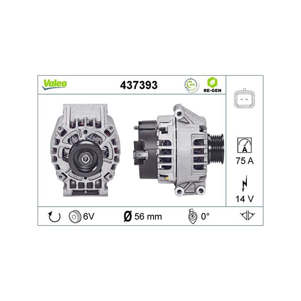 Generator 14V 75A Valeo 437393 VALEO