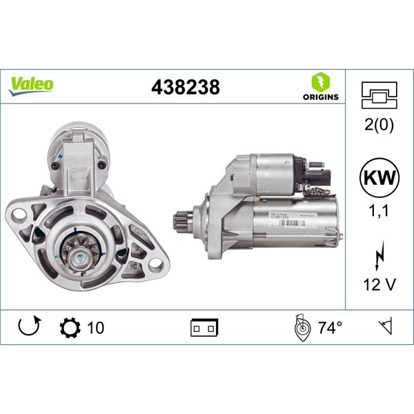 Startmotor 12V Valeo 438238 VALEO